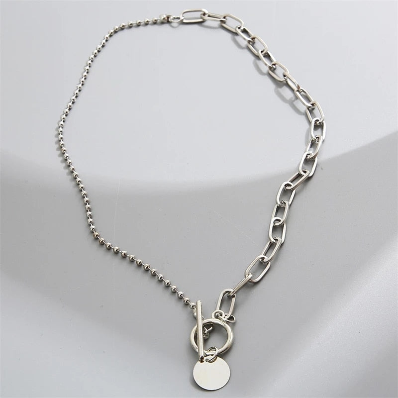 Kpop Vintage Metal Heart Neck Chains Choker Grunge Necklaces