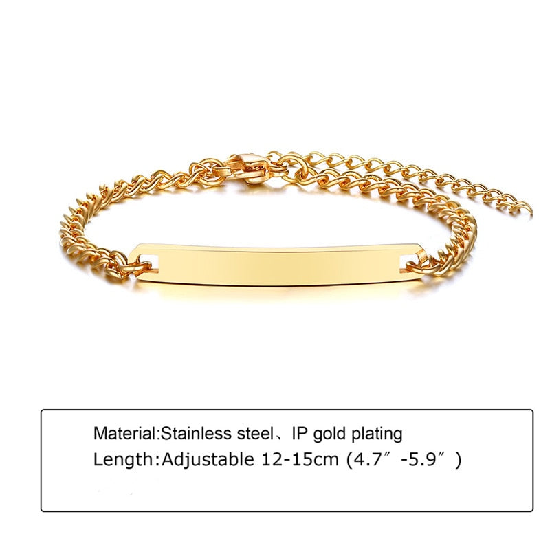 Custom Personalized Name Baby ID Stainless Steel Bracelet