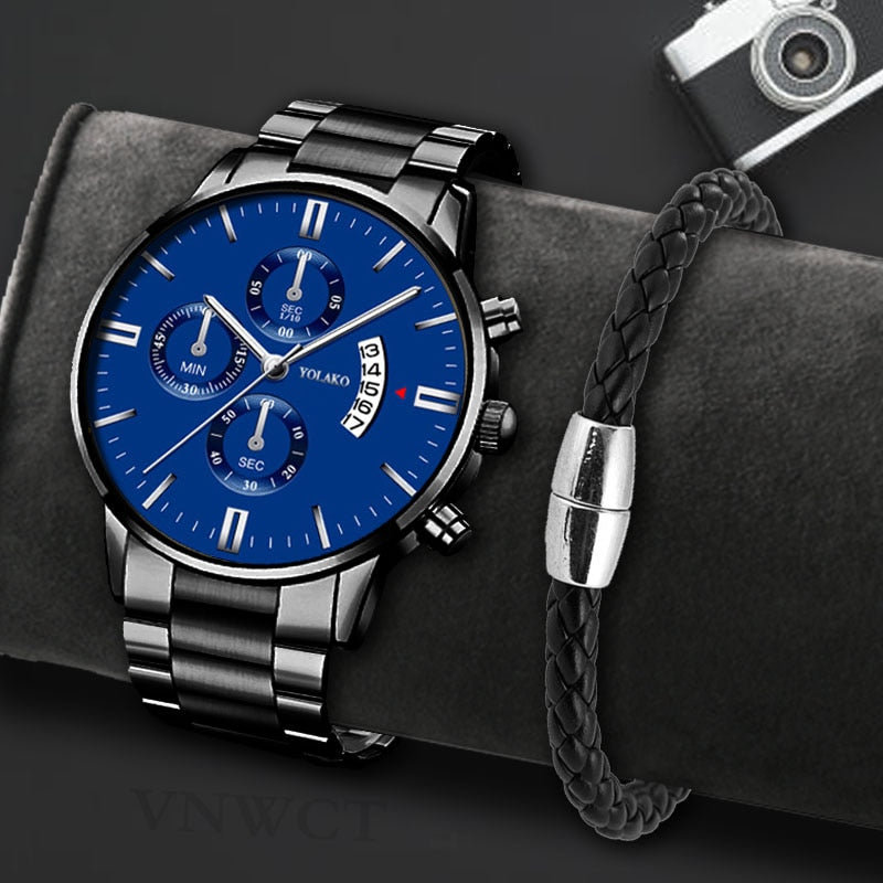 Luxury Calendar Quartz Stainless Steel Watch