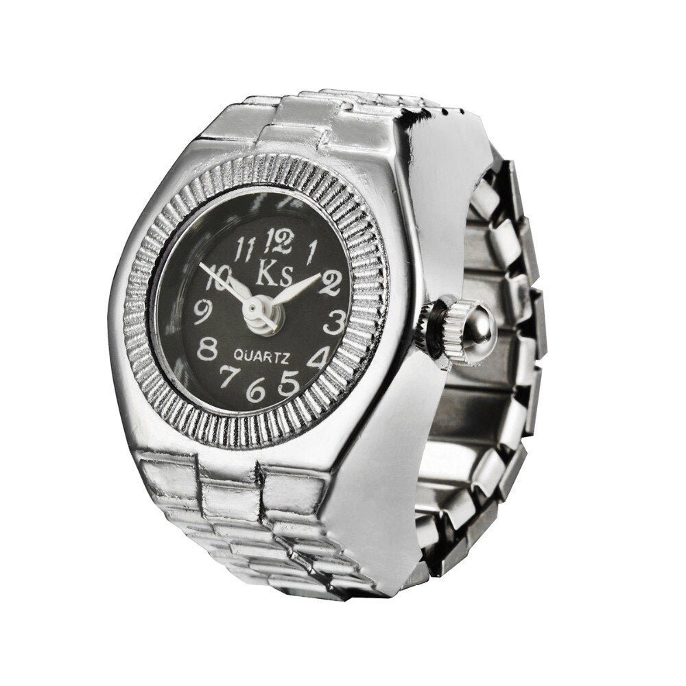 Fashion Couple Watch Ring Round Quartz Stainless Steel