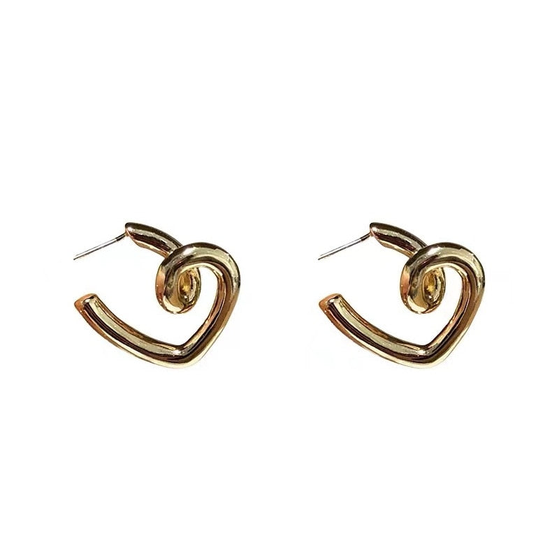 Korean Geometry Metal Earrings For women