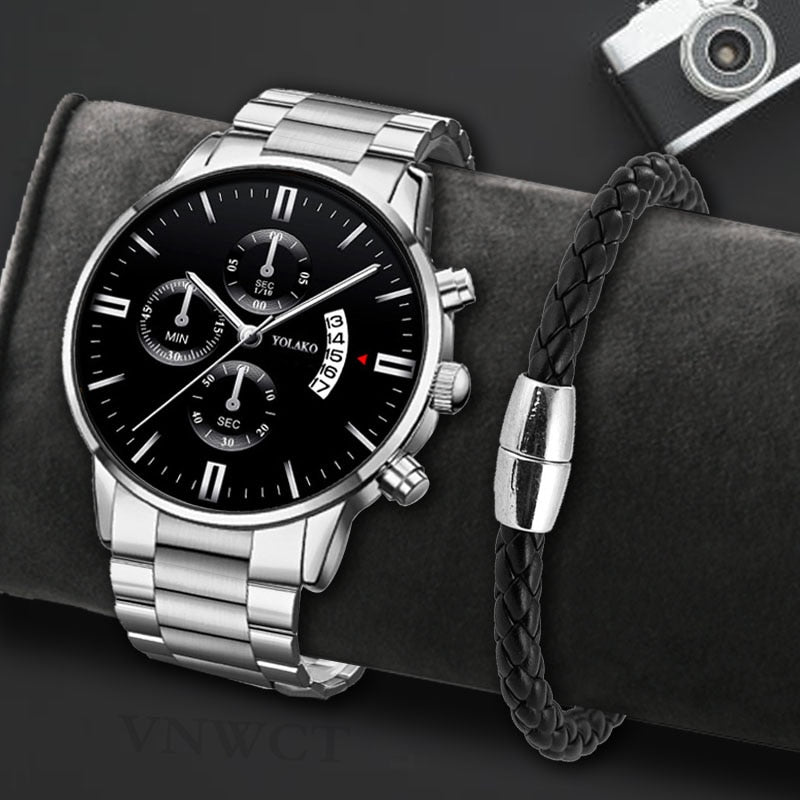 Luxury Calendar Quartz Stainless Steel Watch