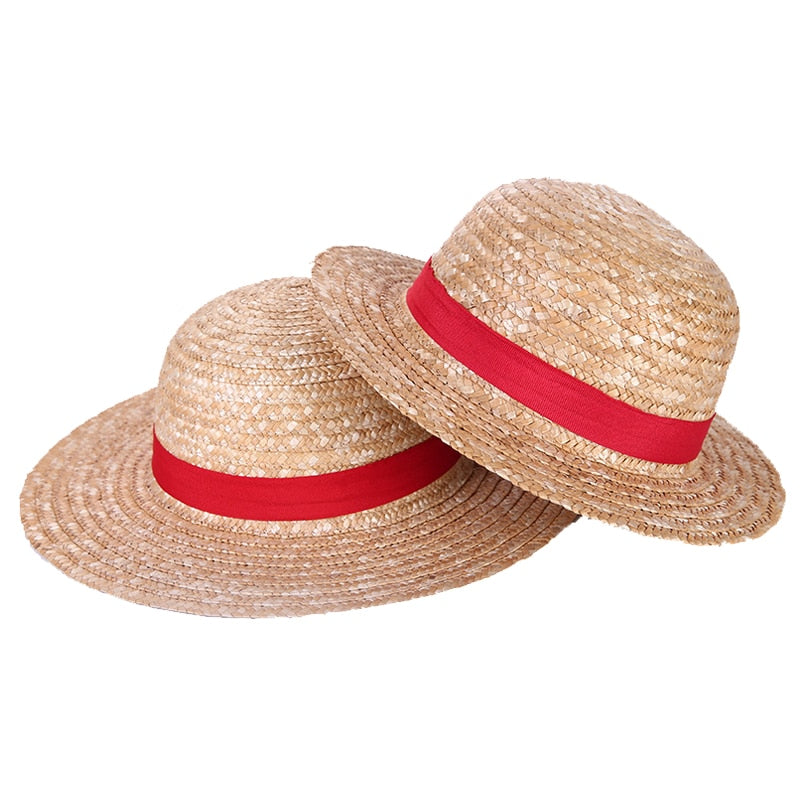 One Piece Cap Straw Hat Neck String Luffy Flat Hats