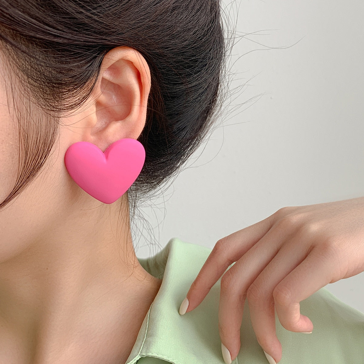 Korean style candy colors C-shaped earrings