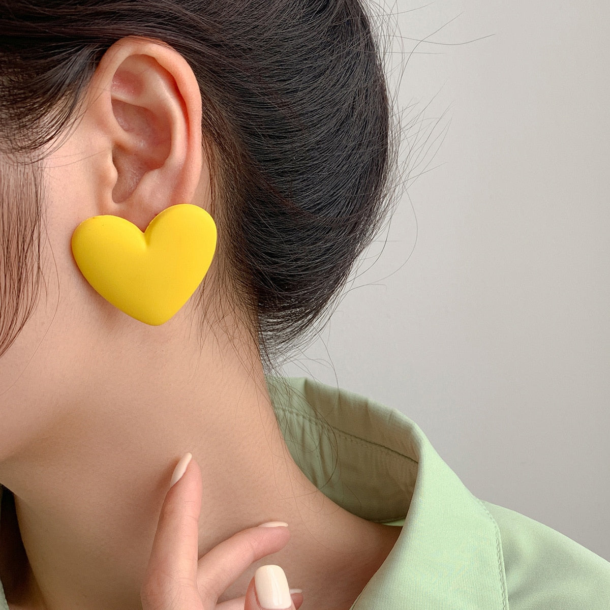 Korean style candy colors C-shaped earrings