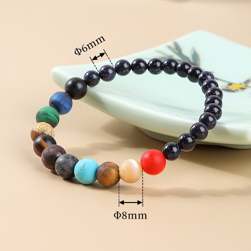 JD Natural Stone Eight Planets Bead Bracelet