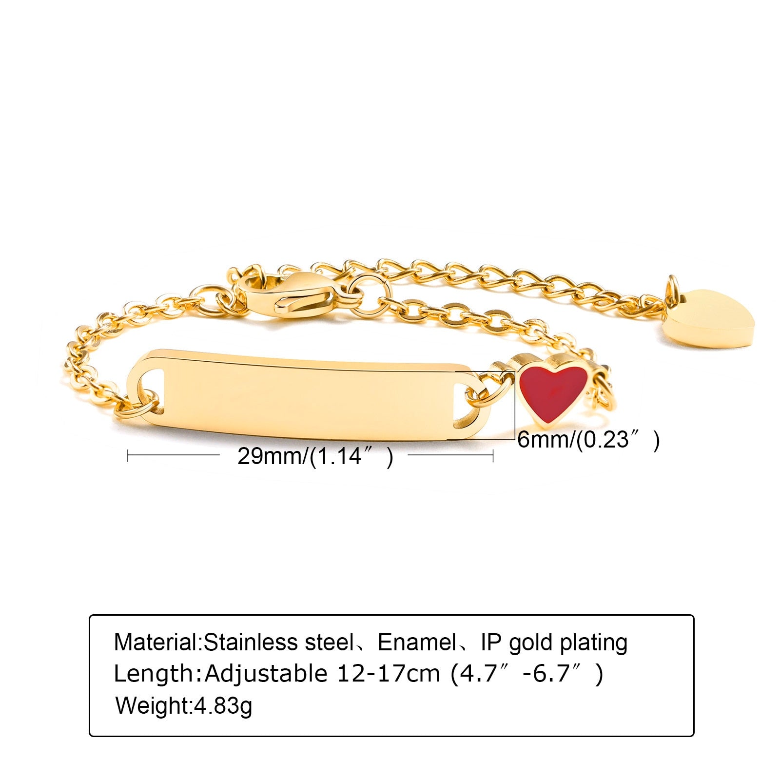 Customized Heart Baby Engravable ID Name Bracelet