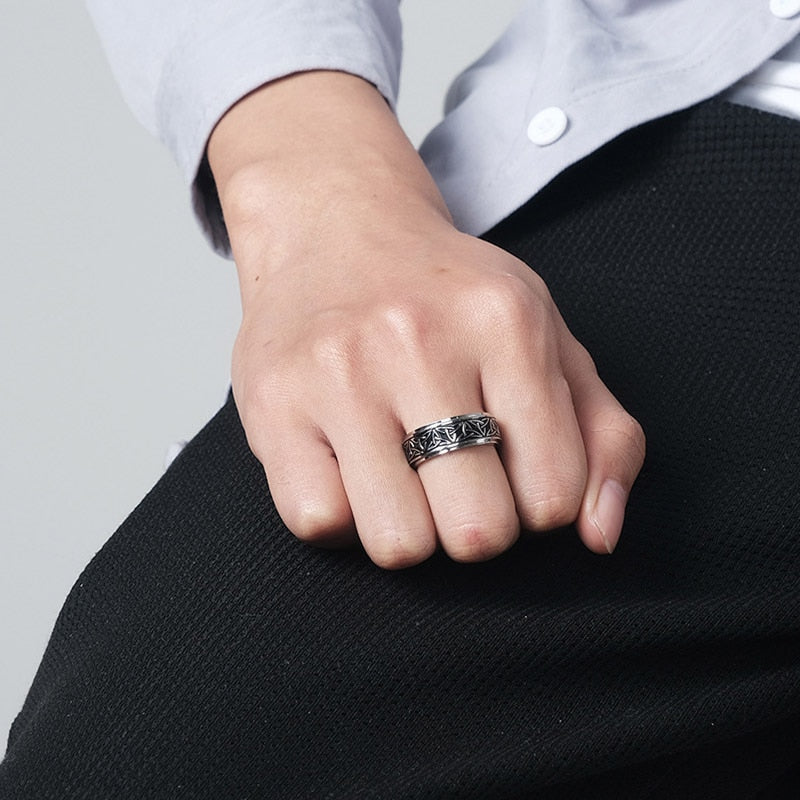 Rotate Rotating Anxiety Fidget Titanium Steel Ring