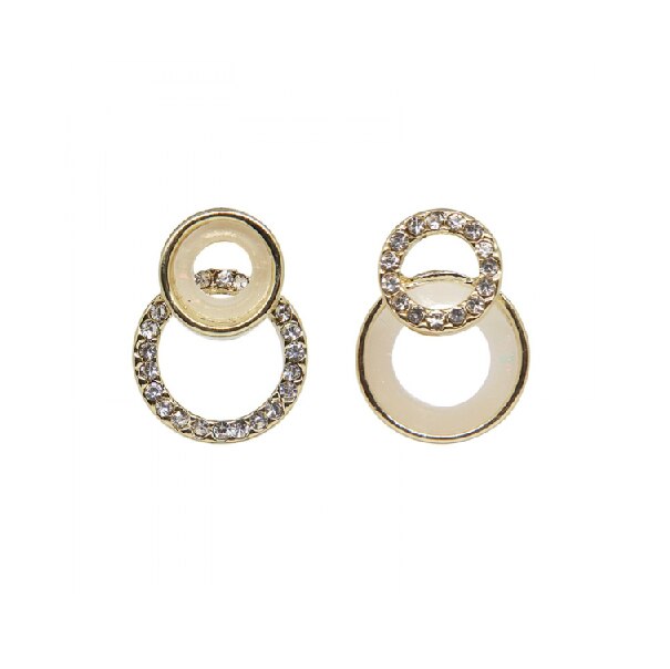 Long Statement Asymmetry Round Geometric Rectangle Black Crystal Earrings