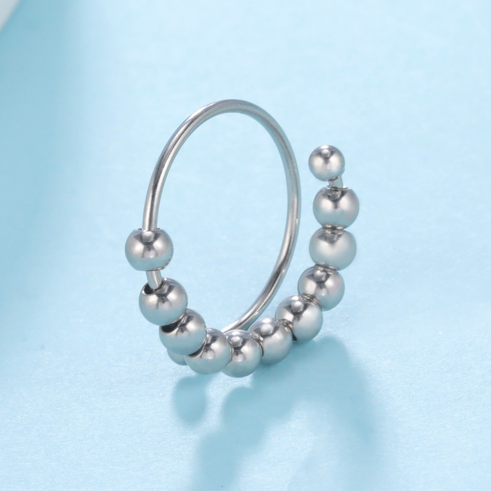 Skyrim Stainless Steel Rotate Beads Anxiety Adjustable Ring