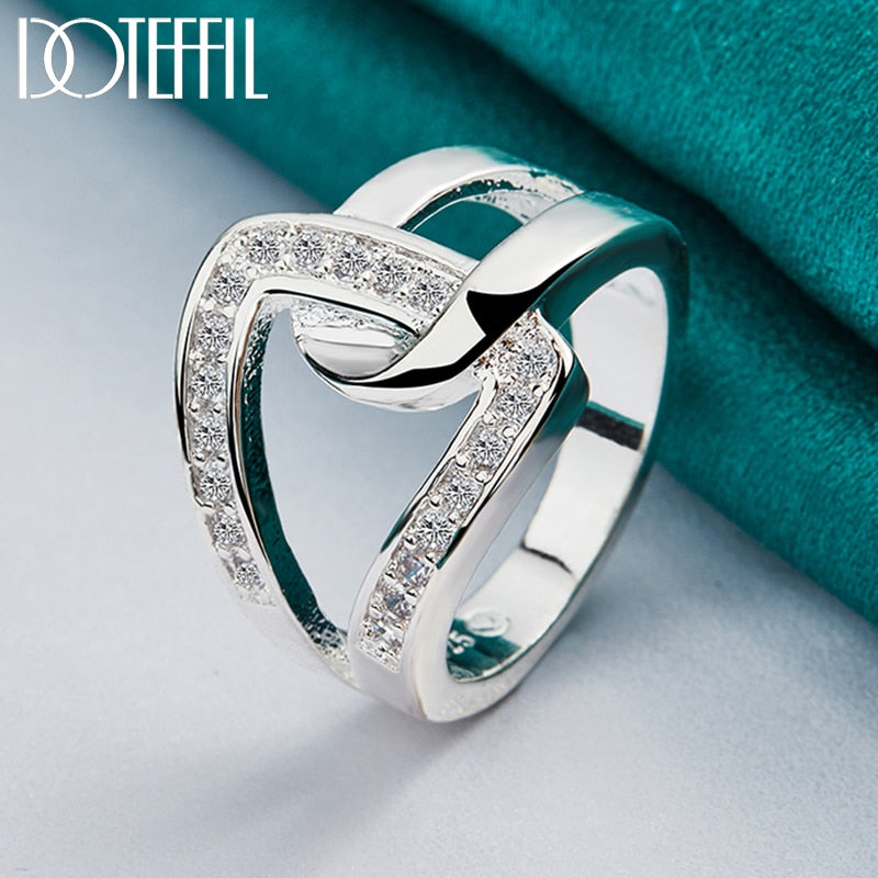 DOTEFFIL 925 Sterling Silver Geometry AAAAA Zircon Ring