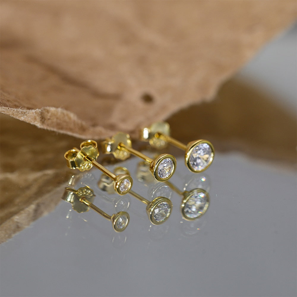 CANNER Aros 18K Gold Plated Earring Set 925 Sterling Silver Small Ear Bone Piercing Earrings For Women 3PCS Jewelry Accessories