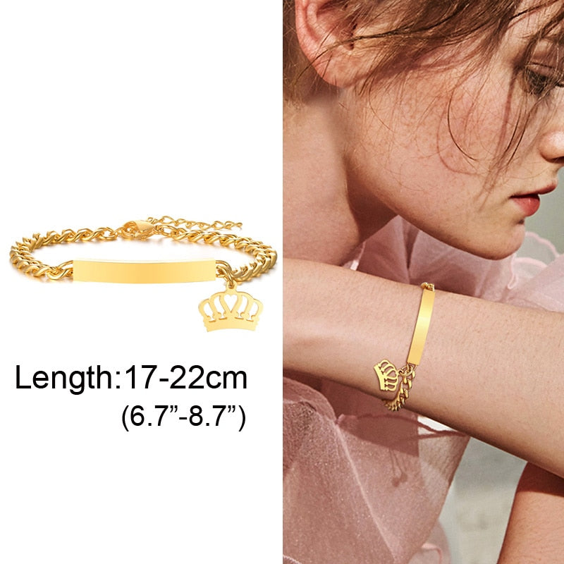 Custom Personalized Name Baby ID Stainless Steel Bracelet