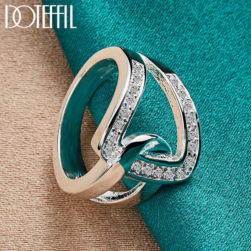 DOTEFFIL 925 Sterling Silver Geometry AAAAA Zircon Ring