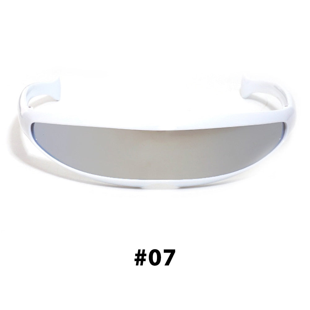 Futuristic Narrow Cyclops Visor Sunglasses Laser Eyeglasses UV400 Personality Mirrored Lens