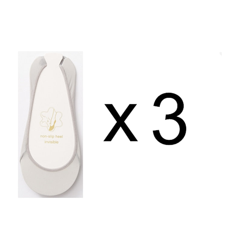 3 Pairs Invisible Boat Socks Women Summer Silicone Non-Slip Socks for High Heels Shoes Ice Silk Thin Half-Palm Suspender The New
