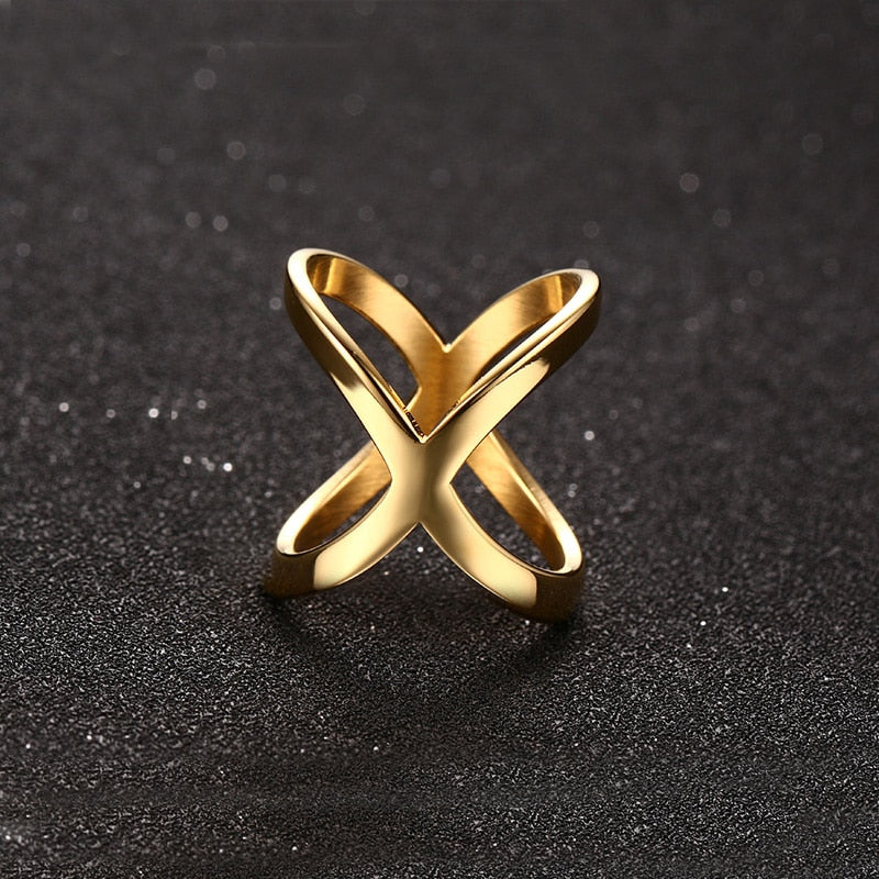 Stainless Steel Modern Wrap Wide Ring for Women