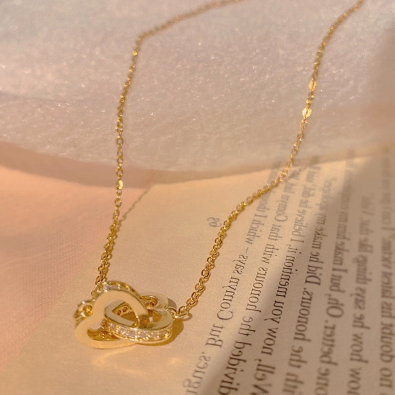 Real Gold Heart Shaped Opal Chain Pendant