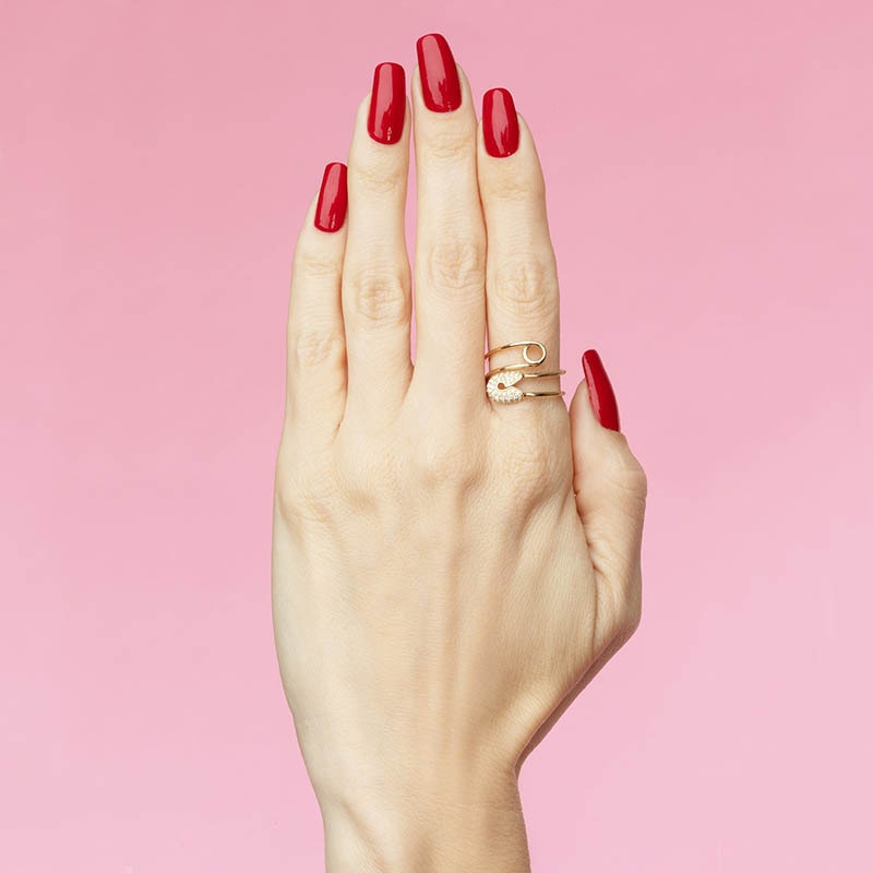 Classic Zircon Pin Twist Stainless Steel Pin Twisted Finger Ring