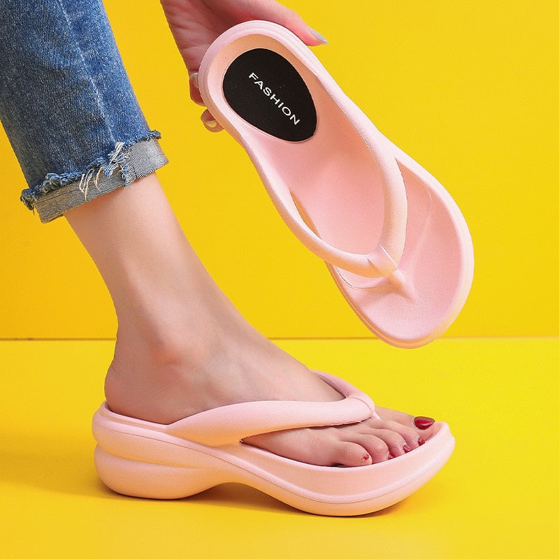 JMPRS Thick Sole Wedges Flip Flops