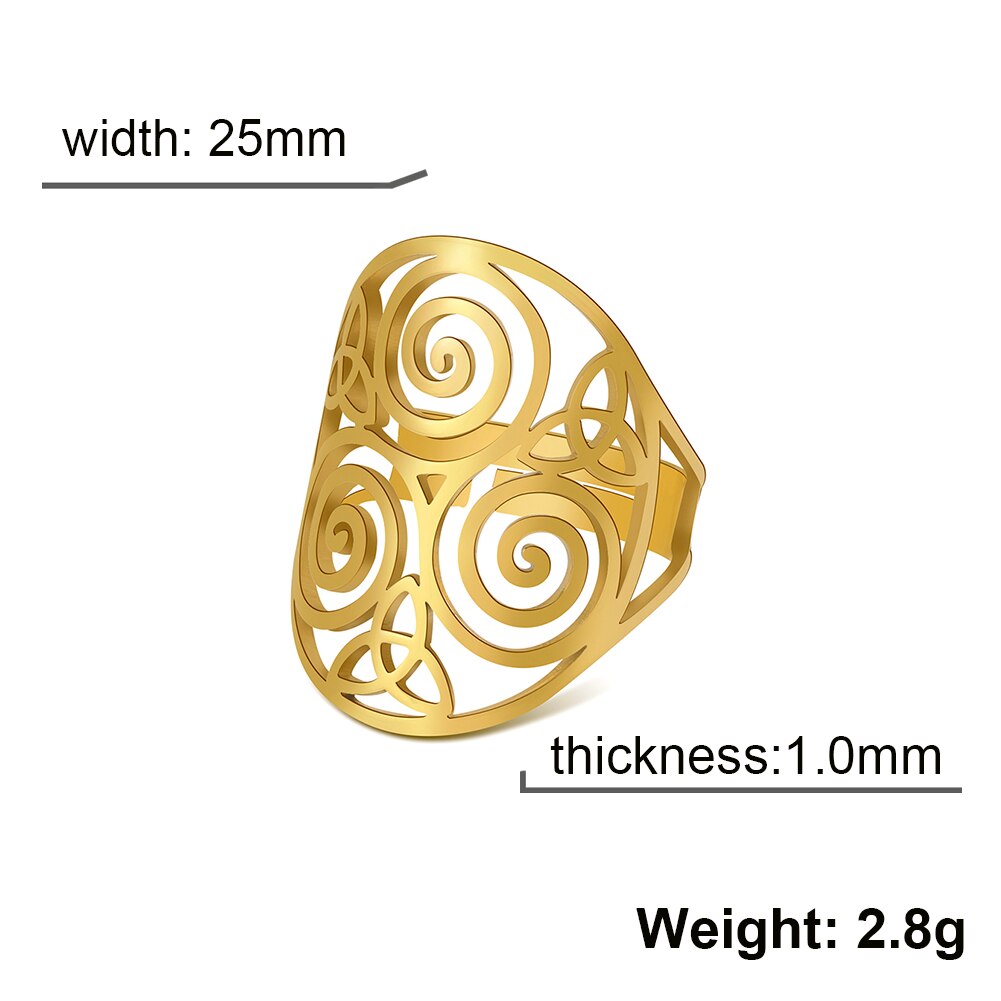 LIKGREAT Triskele Triskelion Adjustable Stainless Steel Ring