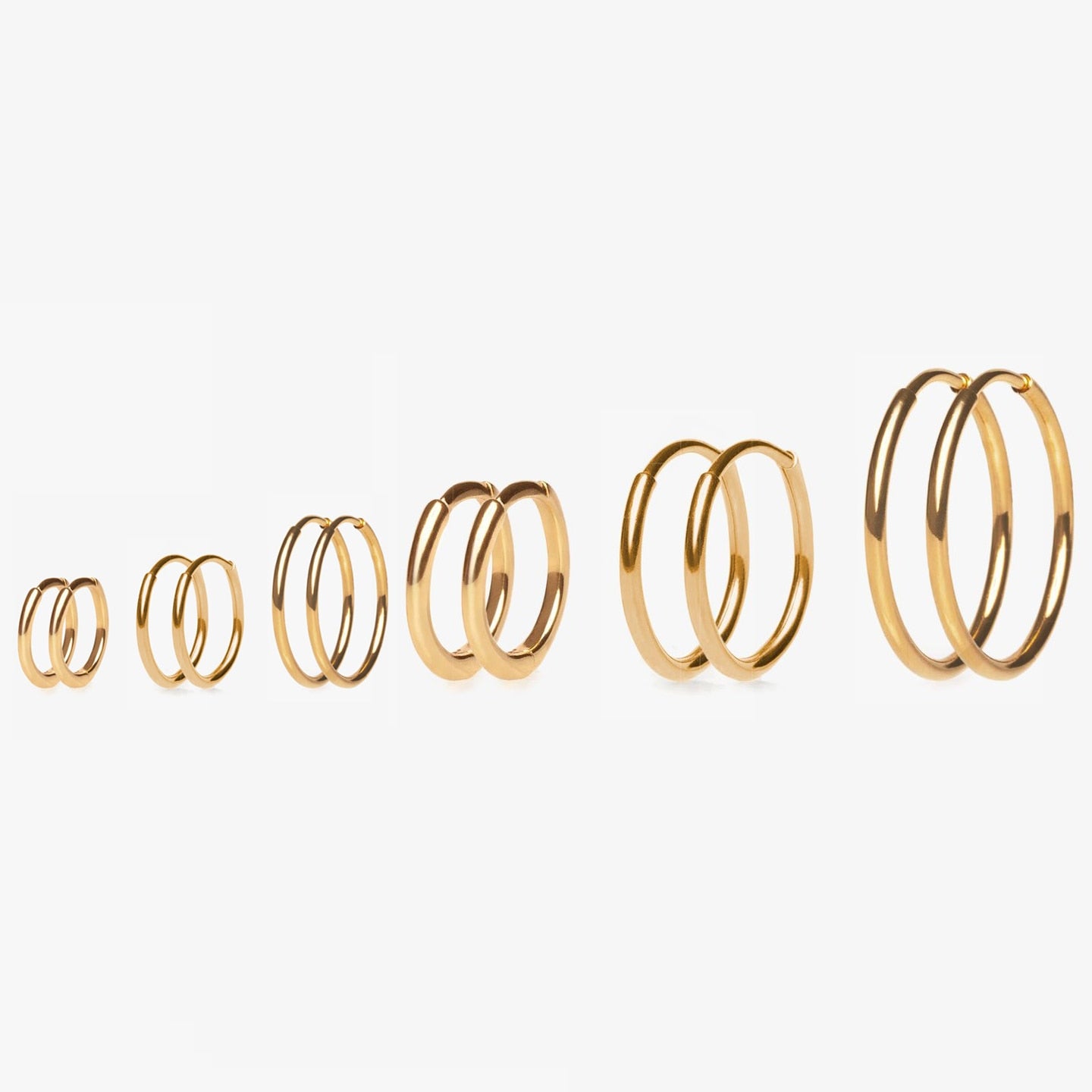 Gold Color Small Hoop Earrings Stainless Steel Circle Round Huggies