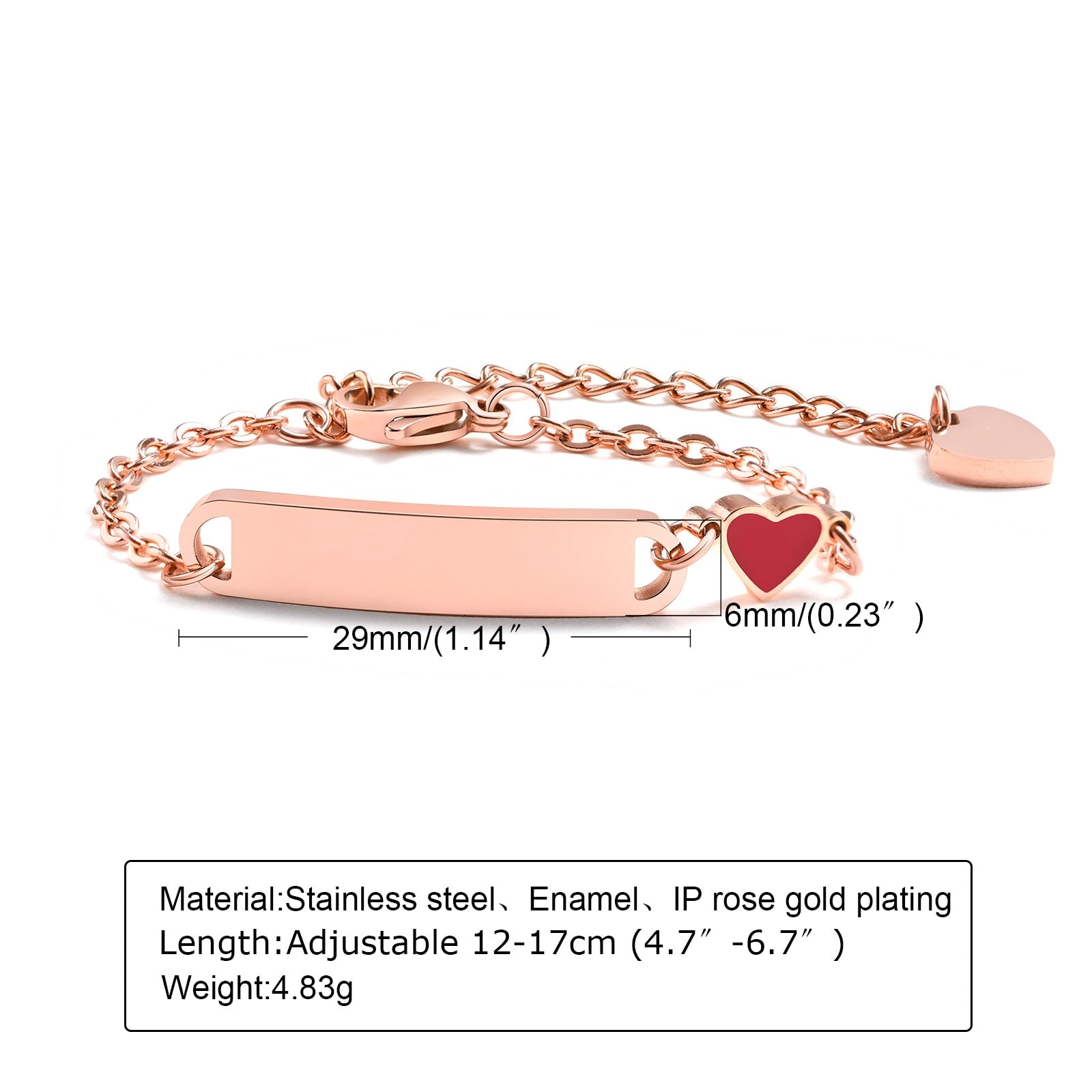 Customized Heart Baby Engravable ID Name Bracelet