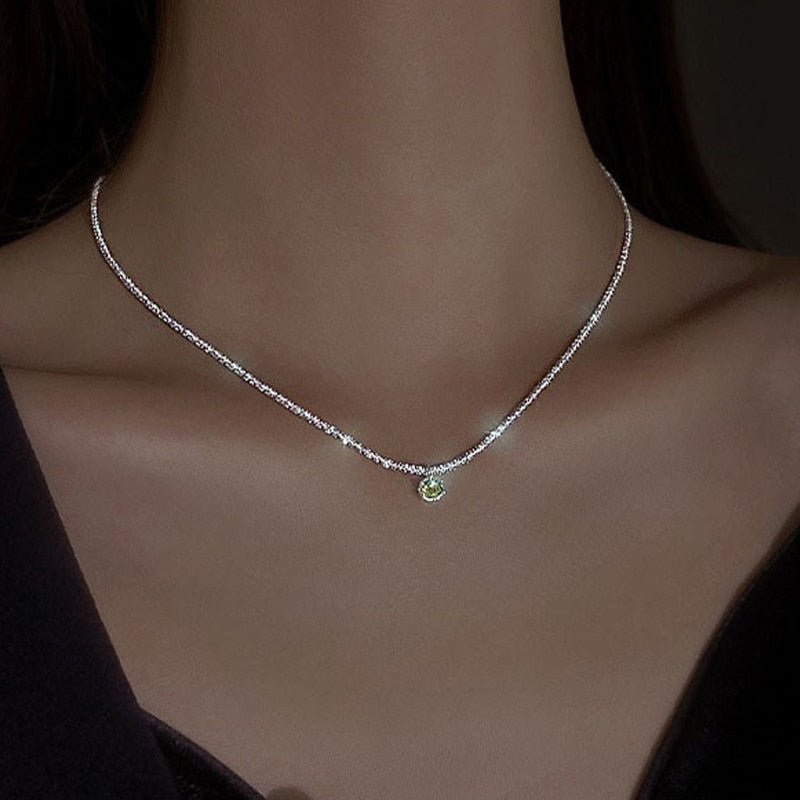 Silver Colour Sparkling Clavicle Chain Choker