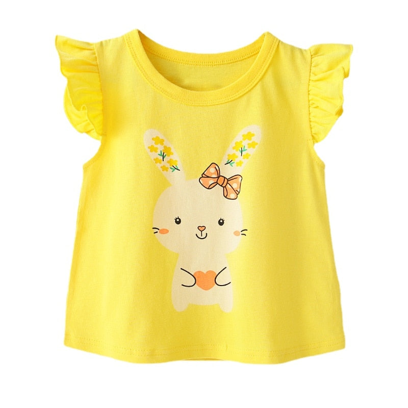 Kids T-shirts Summer Ruffle Sleeve Unicorn Clothes