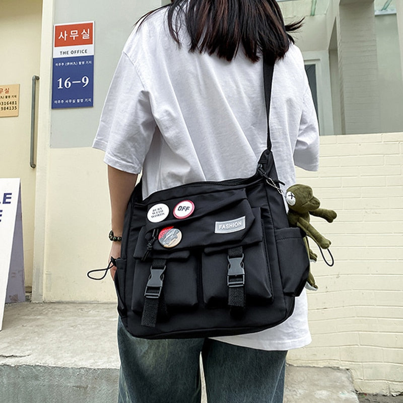 Harajuku Diagonal Nylon Canvas Messenger Bag