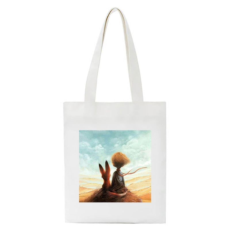 Cartoon Little Prince Women Canvas Eco Foldable Reusable Shopper Bag