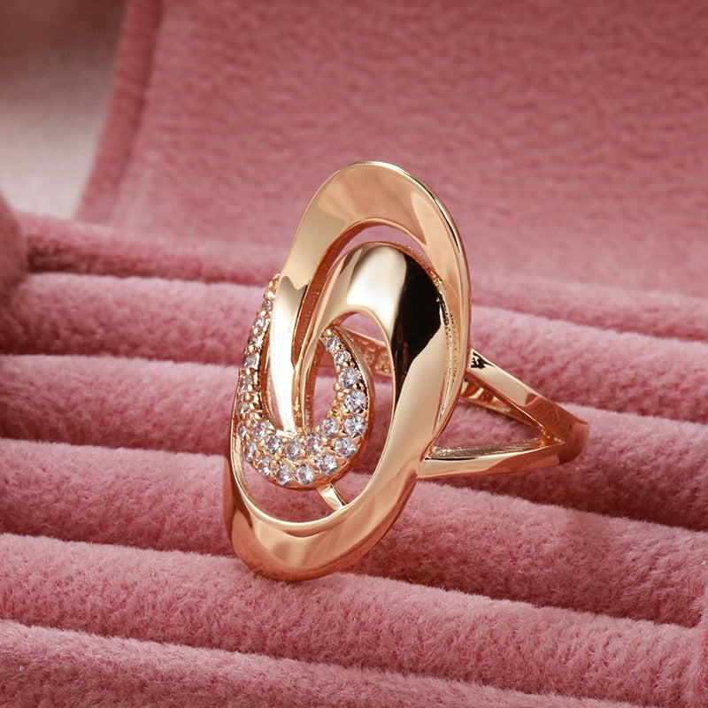 Rose Gold Big Natural Zircon Ring