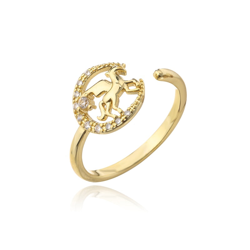 Trendy Gold Color Copper Geometric AAA Cubic Zirconia Ring