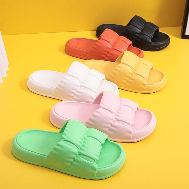 Rimocy Home Soft Sole Cloud  Non Slip Platform Slippers