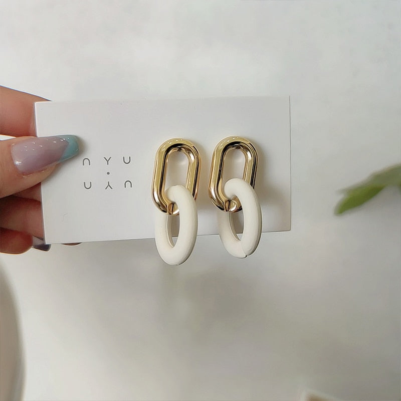 Korean style candy colors C-shaped earrings