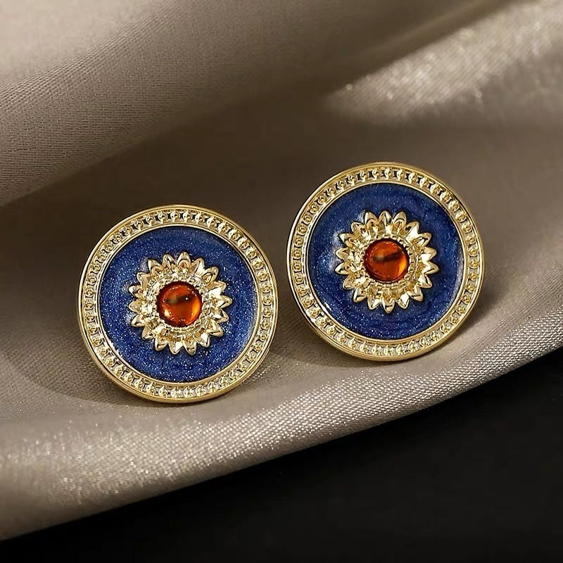 Big Black Flower Hanging Earrings For Women Exaggerated Rock Personality