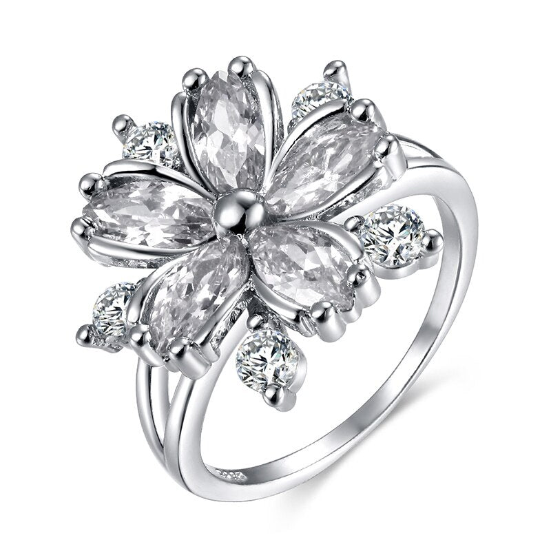 Newest Elegant Cherry Blossom Zircon Lady Ring