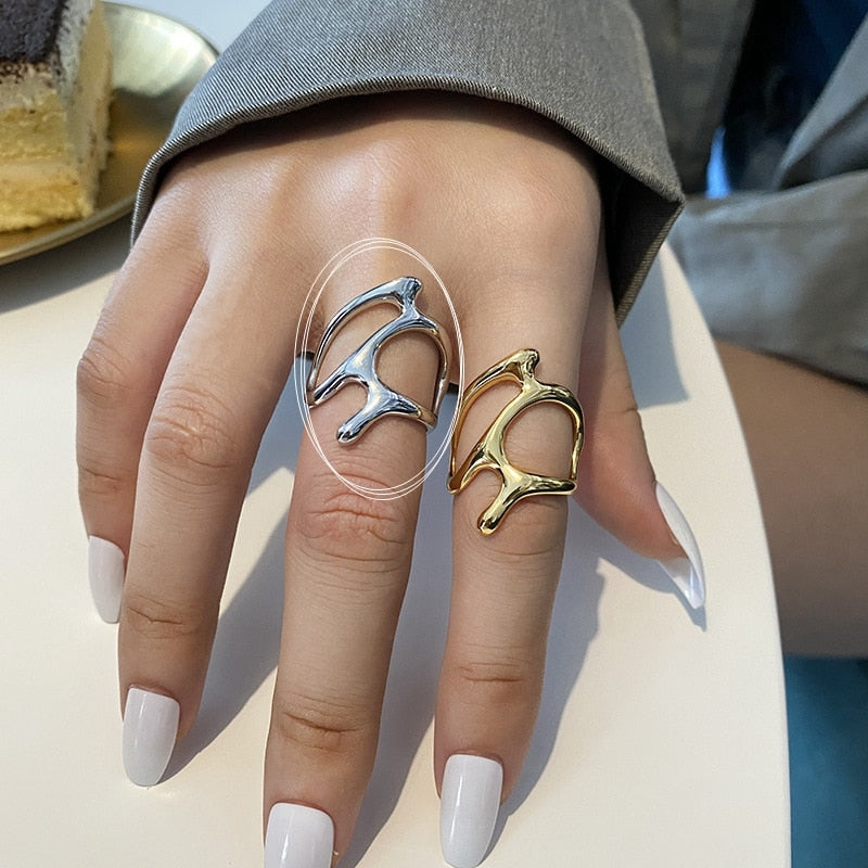 Opal Irregular Natural Stone Ring With White Opal Hollow Ring