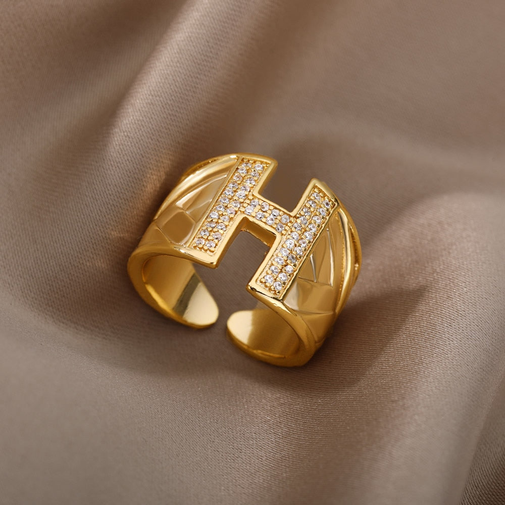 Adjustable Stainless Steel Alphabet Name Initials Ring