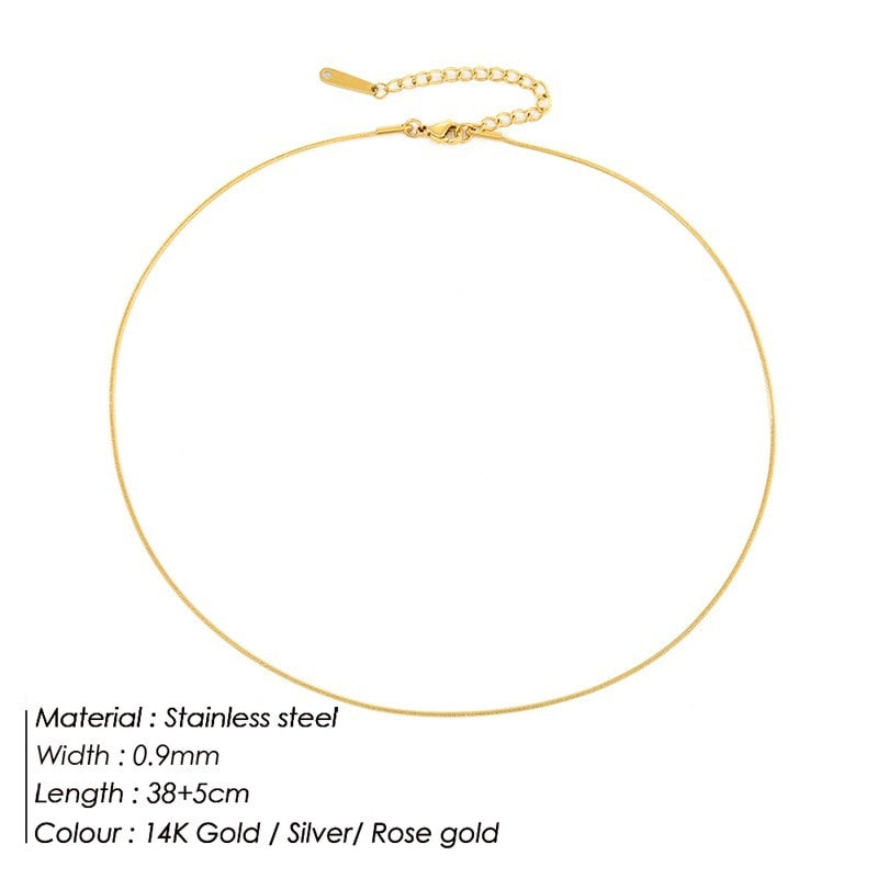 JUJIE 2MM/3MM/4MM/5MM Stainless Steel Snake Chain Necklace