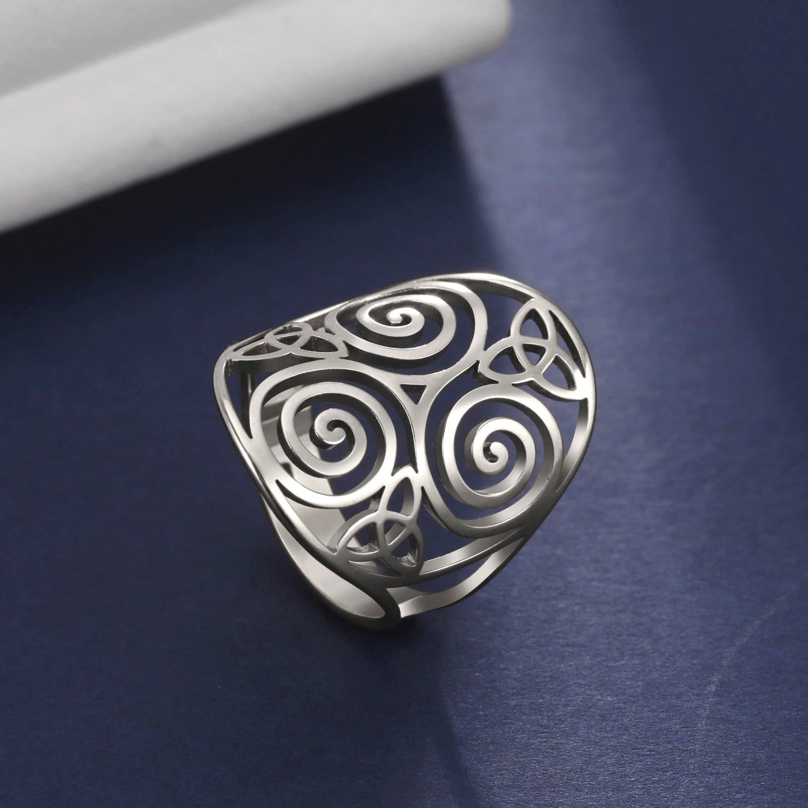 LIKGREAT Triskele Triskelion Adjustable Stainless Steel Ring