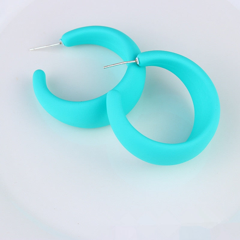 Korean style candy colors C-shaped earrings