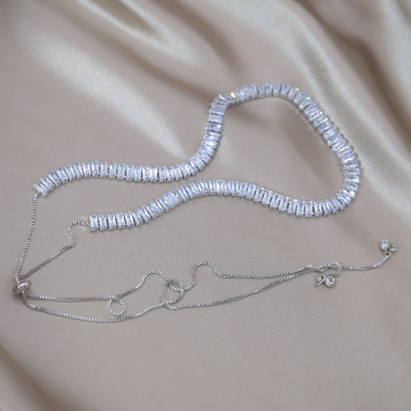 Korean copper inlaid zircon luxury shiny necklace