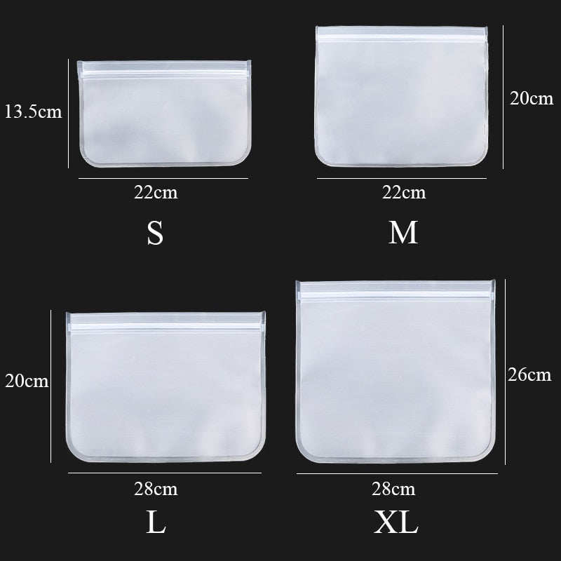 5 Pcs Silicone Reusable Food Storage Ziplock Bag
