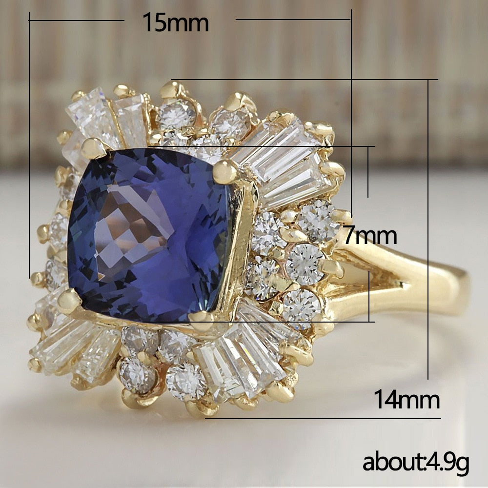 Creative Luxury Fashion Inlaid Dark Blue Zircon Ring
