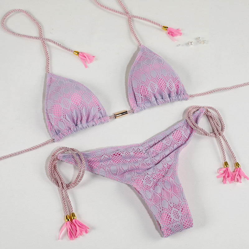 Miyouj Thong Bikini Set 2022 Blue Color Swimsuit Woman Sexy Bathing Suits Two Piece Bikinis Triangle Bandage Female Beachwear