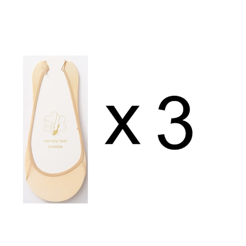 3 Pairs Invisible Boat Socks Women Summer Silicone Non-Slip Socks for High Heels Shoes Ice Silk Thin Half-Palm Suspender The New