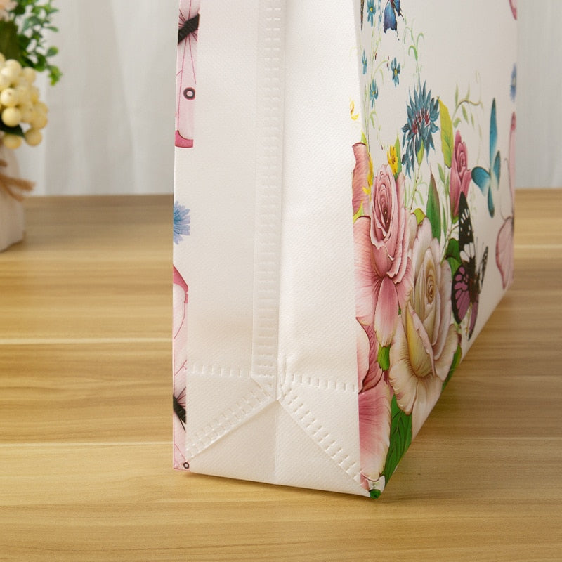 Flower Print Grocery Non-woven Fabric Shopping Bag