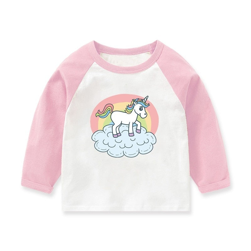 T-shirt for Cute Cartoon Cotton Long Sleeve Top Spring Kids Clothing