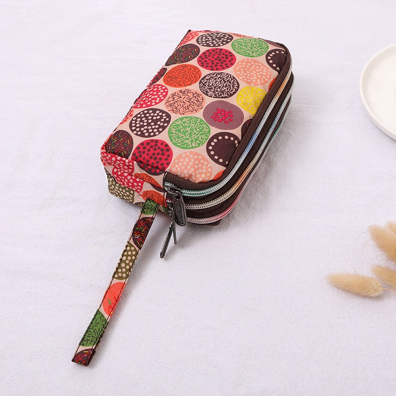 Three-layer Print Canvas Long Wallet